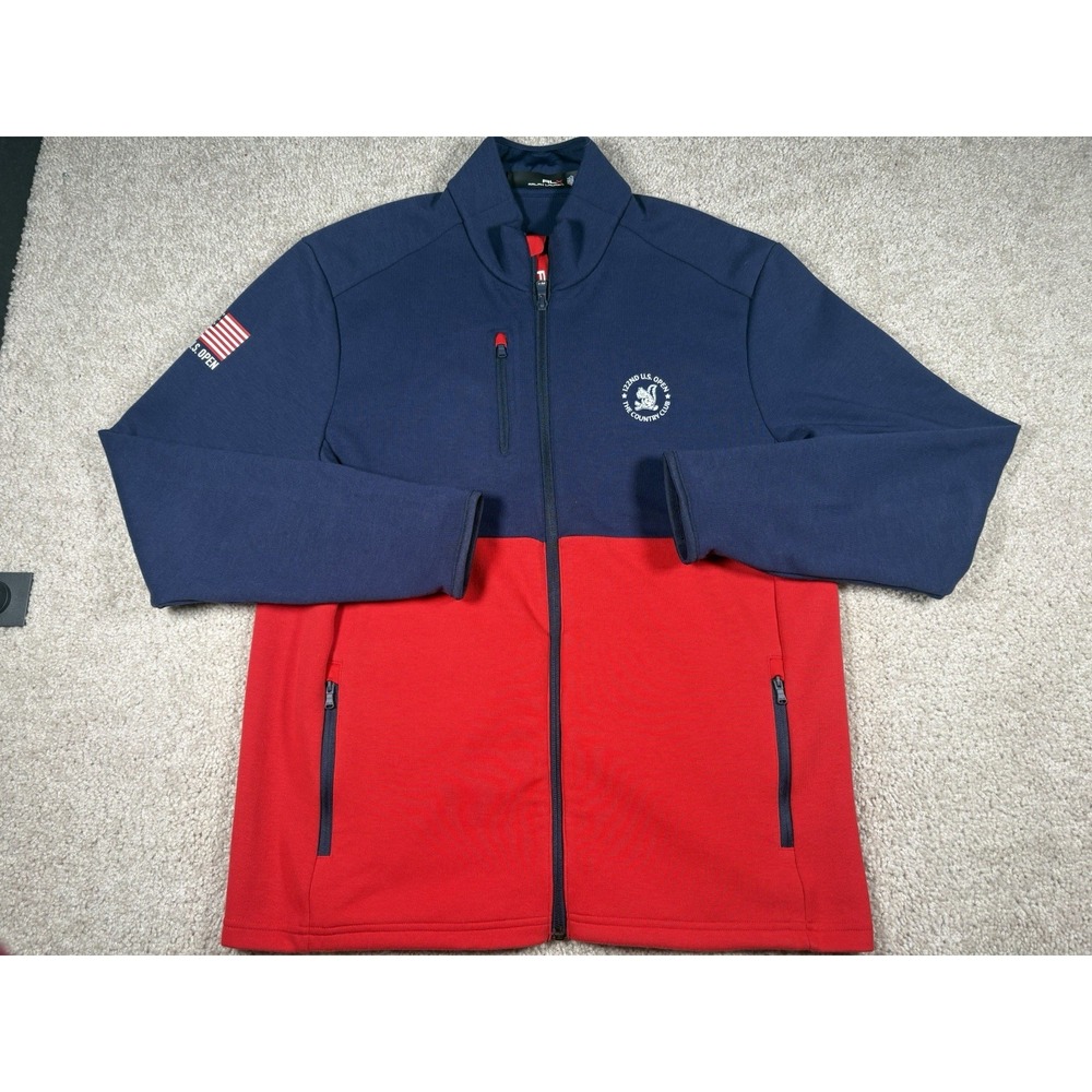 RLX Ralph Lauren 2022 US Open Jacket Mens L The Country Club Navy Red Full Zip